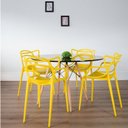 Ver imagem 2 de Conjunto Sala de Jantar Mesa Eiffel 120x75cm Tampo MDF com 4 Cadeiras Allegra Amarelo/Preto