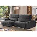 Ver imagem 1 de Sofá Retrátil e Reclinável Milão 3 Lugares Preto 2,90m Suede com Porta Copos Sofá Casa