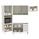 Ver imagem 2 de Cozinha Modulada Compacta sem Tampo 4 Peças Legno Crema com Branco Vidro Reflecta Lis Luciane Móveis