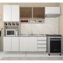 Ver imagem 1 de Cozinha Modulada Compacta sem Tampo 4 Peças Legno Crema com Branco Vidro Reflecta Lis Luciane Móveis
