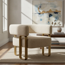 Ver imagem 1 de Poltrona Cadeira Decorativa Versátil Loy - Zahav Estofados:bouclé Off White