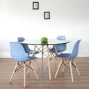 Ver imagem 2 de Conjunto Sala de Jantar Mesa Eiffel 120x75cm Tampo MDF com 4 Cadeiras Eiffel Botonê Azul