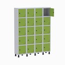 Ver imagem 1 de Roupeiro de Aço 4 Vãos 20 Portas Pitão Linha Light Cinza e Verde