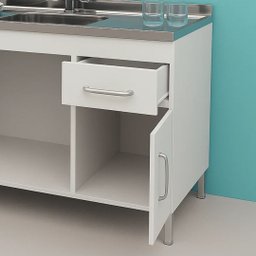 Gabinete de Cozinha 144cm 2 Gavetas 3 Portas Balcão Branco:branco Brilho - 3
