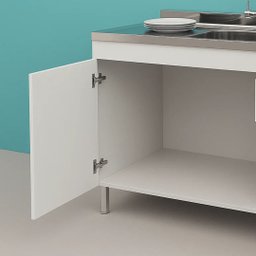 Gabinete de Cozinha 144cm 2 Gavetas 3 Portas Balcão Branco:branco Brilho - 2
