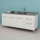 Ver imagem 1 de Gabinete de Cozinha 144cm 2 Gavetas 3 Portas Balcão Branco:branco