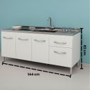 Ver imagem 5 de Gabinete de Cozinha 144cm 2 Gavetas 3 Portas Balcão Branco:Branco