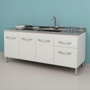 Ver imagem 1 de Gabinete de Cozinha 144cm 2 Gavetas 3 Portas Balcão Branco:Branco