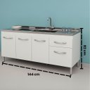 Ver imagem 5 de Gabinete de Cozinha 144cm 2 Gavetas 3 Portas Balcão Branco:branco