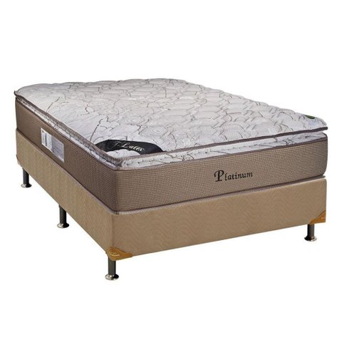 Cama Box Casal: Colchão Molas Luckspuma Platinum Newbase Suede Clean(138x188)