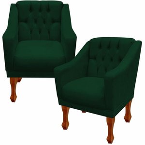 Kit 02 Poltronas Decorativa Resistente Grécia Dritex Suede Verde