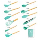 Ver imagem 3 de Kit 12 Peças Utensílios Silicone Verde Concha Colher Madeira