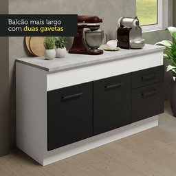 Cozinha Compacta Madesa Agata 150001 com Armário e Balcão (Com Tampo) Branco/Preto Cor:Branco Preto - 7 Cozinha Compacta Madesa Agata 150001 com Armário e Balcão (Com Tampo) Branco/Preto Cor:Branco Preto - 7