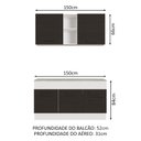 Ver imagem 3 de Cozinha Compacta Madesa Agata 150001 com Armário e Balcão (Com Tampo) Branco/Preto Cor:Branco Preto