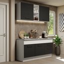Ver imagem 1 de Cozinha Compacta Madesa Agata 150001 com Armário e Balcão (Com Tampo) Branco/Preto Cor:Branco Preto