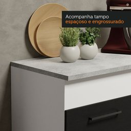 Cozinha Compacta Madesa Agata 150001 com Armário e Balcão (Com Tampo) Branco/Preto Cor:Branco Preto - 6 Cozinha Compacta Madesa Agata 150001 com Armário e Balcão (Com Tampo) Branco/Preto Cor:Branco Preto - 6