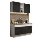 Ver imagem 2 de Cozinha Compacta Madesa Agata 150001 com Armário e Balcão (Com Tampo) Branco/Preto Cor:Branco Preto