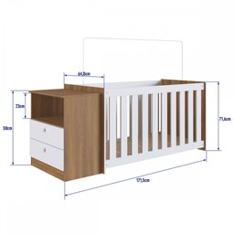 Kit Quarto Bebê Berço Cômoda Linha Aconchego 171,5cm Nogal Manchester La006 Completa Móveis - 3