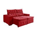 Ver imagem 2 de Sofá Retrátil Reclinável 3 Lugares Pillow em Veludo 1,90m Assento Macio - Vermelho Veludo