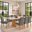 Ver imagem 1 de Conjunto Sala de Jantar 8 Lugares Retangular Tampo Vidro/MDF 200x90cm Mesa e Cadeiras Lyra