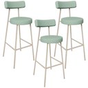 Ver imagem 1 de Kit 03 Banquetas Alta Bar Cozinha Sala de Jantar Aço Milão Arena L02 Linho Verde Menta - Lyam Decor