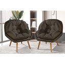 Ver imagem 1 de Kit de 2 Poltronas Sênior Suede Premium C/ Pés em Madeira:marrom