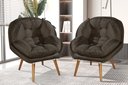 Ver imagem 1 de Kit de 2 Poltronas Sênior Suede Premium C/ Pés em Madeira:marrom
