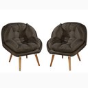 Ver imagem 2 de Kit de 2 Poltronas Sênior Suede Premium C/ Pés em Madeira:marrom
