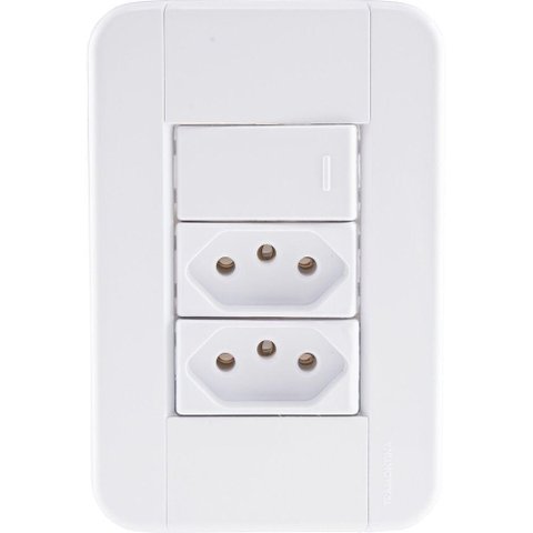 Conjunto 4x2 com 1 Interruptor Simples 10 a 250 V e 2 Tomadas 2p+t 20 a 250 V Tablet Bran