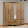 Guarda-roupa Bipartido 5 Portas 6 Gavetas Ouro Freijó Madeira Pinus - Finestra - 2