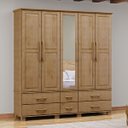 Ver imagem 2 de Guarda-roupa Bipartido 5 Portas 6 Gavetas Ouro Freijó Madeira Pinus - Finestra