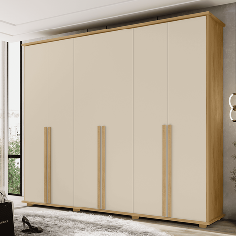 Guarda-Roupa 6 Portas com 5 Gavetas Internas 1 com Divisória e Maleiro Estrela RV Móveis