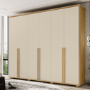 Ver imagem 1 de Guarda-Roupa 6 Portas com 5 Gavetas Internas 1 com Divisória e Maleiro Estrela RV Móveis Marrom/Cinamomo/Off White