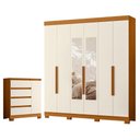 Ver imagem 1 de Guarda Roupa Casal com Cômoda Vinci 6 Portas de Bater 3 Gavetas MDP Cinamomo Off White Albatroz