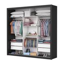 Ver imagem 5 de Guarda-Roupa Casal com Espelhos 3 Portas e 4 Gavetas 186cm Multimóveis CR35570 Preto/Madeirado