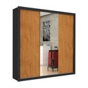 Ver imagem 2 de Guarda-Roupa Casal com Espelhos 3 Portas e 4 Gavetas 186cm Multimóveis CR35570 Preto/Madeirado