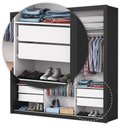 Ver imagem 3 de Guarda-Roupa Casal com Espelhos 3 Portas e 4 Gavetas 186cm Multimóveis CR35570 Preto/Madeirado