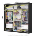 Ver imagem 4 de Guarda-Roupa Casal com Espelhos 3 Portas e 4 Gavetas 186cm Multimóveis CR35570 Preto/Madeirado