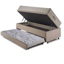 Ver imagem 4 de Bicama Box Baú 88x188 Suede Bege com Colchão Airtech Ortobom