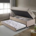 Ver imagem 3 de Bicama Box Baú 88x188 Suede Bege com Colchão Airtech Ortobom