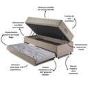 Ver imagem 5 de Bicama Box Baú 88x188 Suede Bege com Colchão Airtech Ortobom