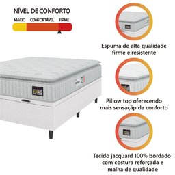 Cama Box Baú Colchão Casal Espuma D33 Vangogh Pillow Top 138x188x70cm Hellen - 6