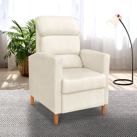 Poltrona Amamentação Reclinável Gisele - Poltrona Confortável para Leitura e Descanso - Bege