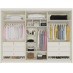 Guarda Roupa 6 Portas Ripadas Potente com Espelho 100% Mdf Off White - Móveis Europa - 3