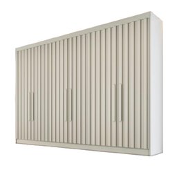 Guarda Roupa 6 Portas Ripadas Potente com Espelho 100% Mdf Off White - Móveis Europa - 2