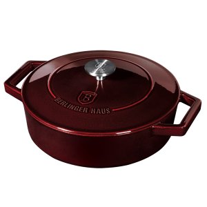 Caçarola oval Ferro Fundido 26cm 2,5L Burgundy Berlinger Haus Panela Antiaderente Indução Cozinha