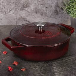 Caçarola oval Ferro Fundido 26cm 2,5L Burgundy Berlinger Haus Panela Antiaderente Indução Cozinha - 4