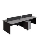 Ver imagem 2 de Plataforma de Trabalho para Escritório 2 Gaveteiros 6 Gavetas MDP 300cm Cinza Sagrado com Preto F5