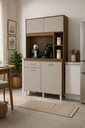 Ver imagem 2 de Kit Cozinha Duda 90cm Compacta 4 Portas 1 Gaveta Porta de Correr Castanho Off White
