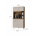 Ver imagem 3 de Kit Cozinha Duda 90cm Compacta 4 Portas 1 Gaveta Porta de Correr Castanho Off White
